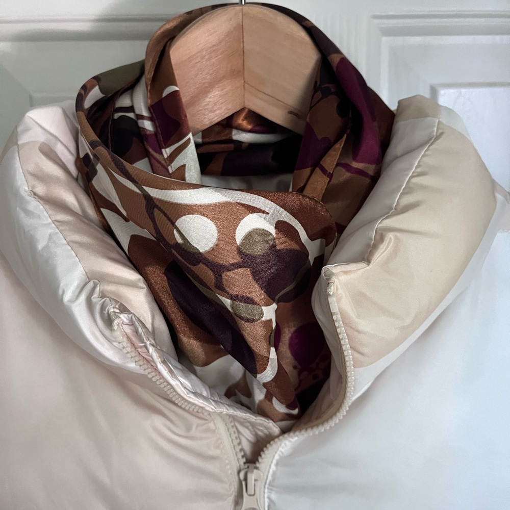 NWOT.  Cejon scarf. Rich bronze, cream & purple.